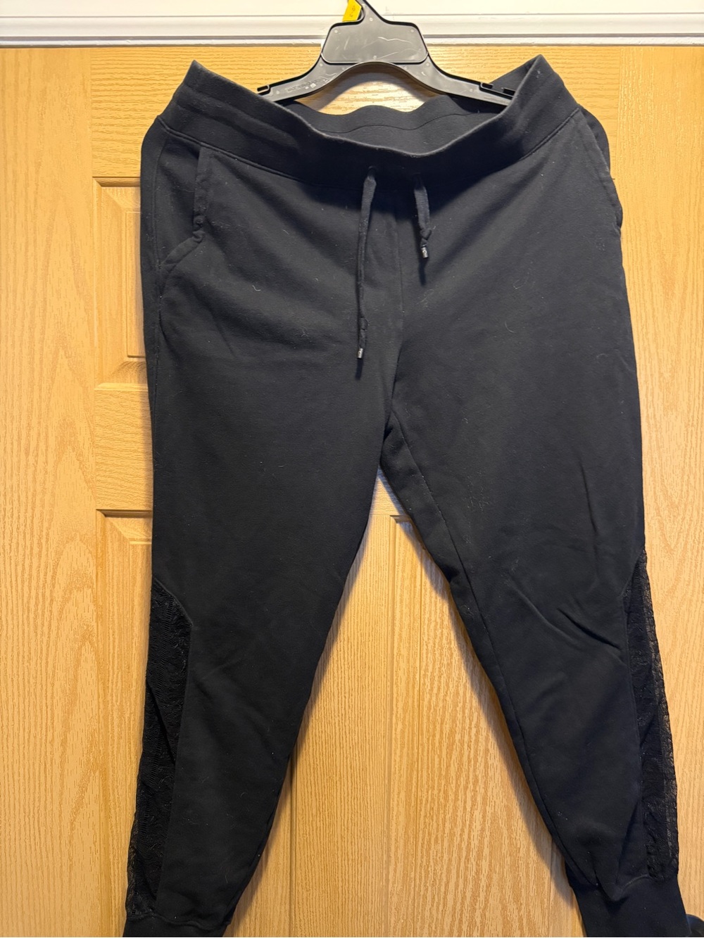 Lauren  Black Jogger Sweatpants - with Lace Inserts Size Large